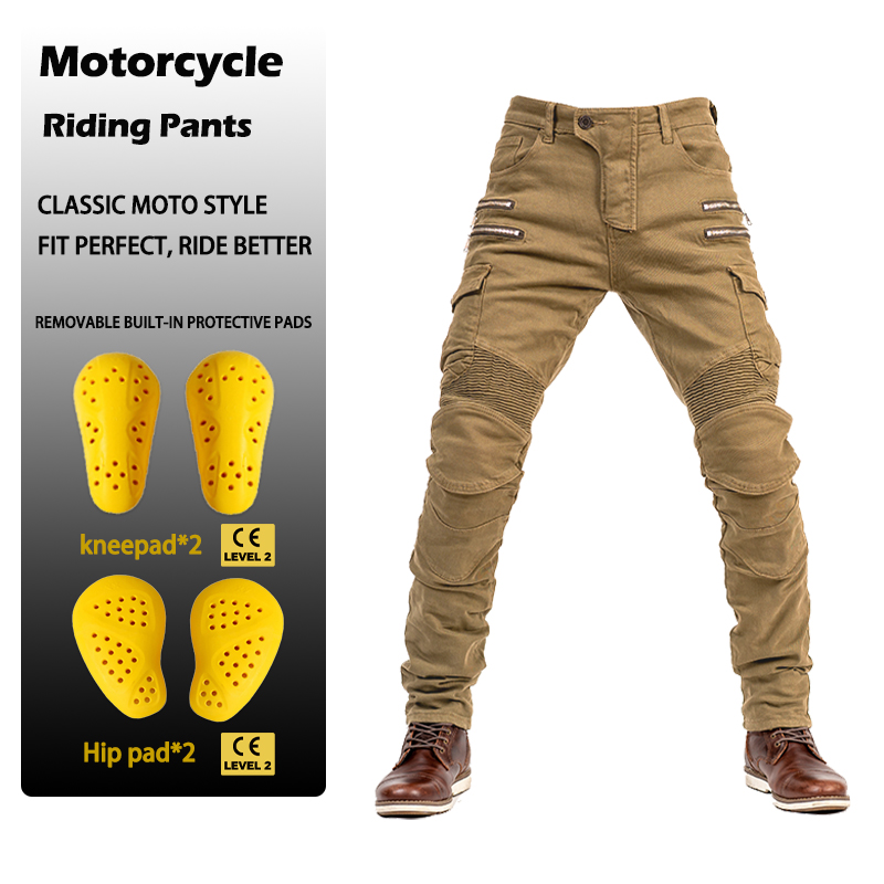 Motorcycle Gear Jeans - Erkek Kadın Slim Fit Fermuarlı Denim