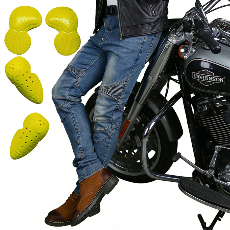 Motorcycle Gear Jeans - Erkek Motosiklet Kot Pantolonu Mavi Arazi